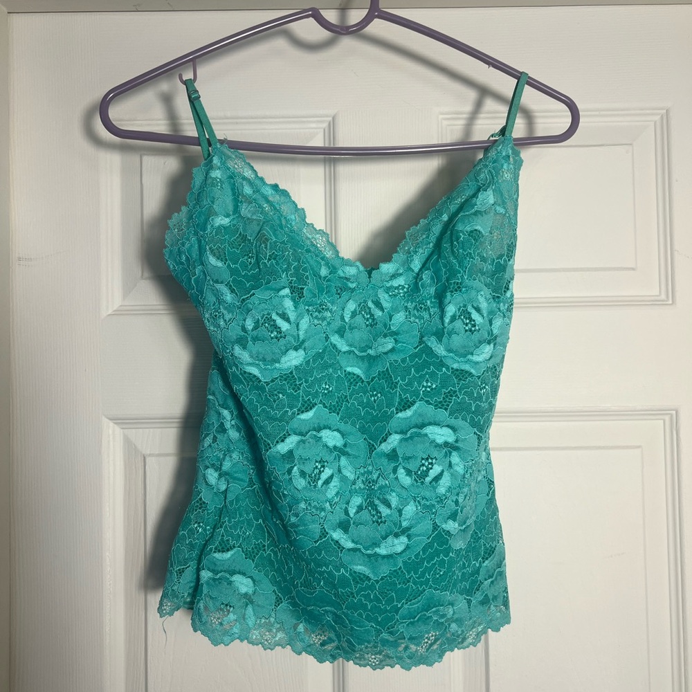Josie Lace Liner Bralette Turquoise Size XS Adjustable Straps Sheer Lingerie
